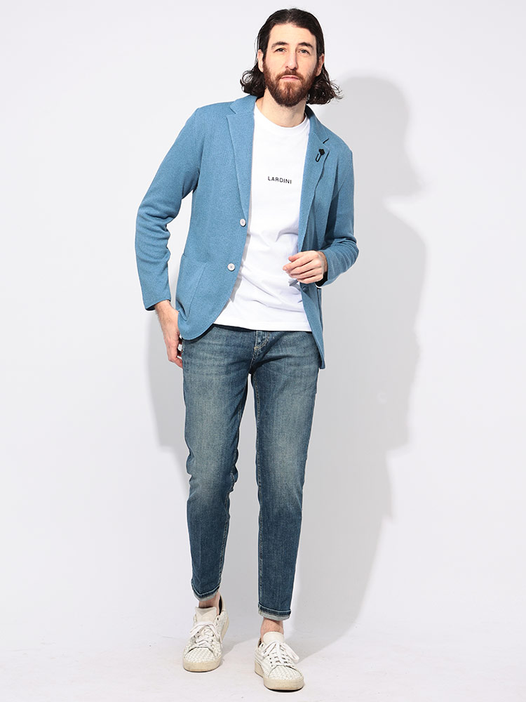 LARDINI (ラルディーニ) コットンリネン シングル ニット ジャケット