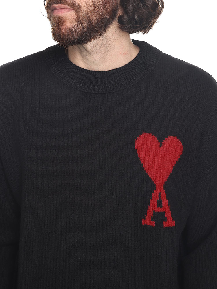 AMI PARIS (アミパリス) 胸ロゴ クルーネック ニット AMI DE COEUR