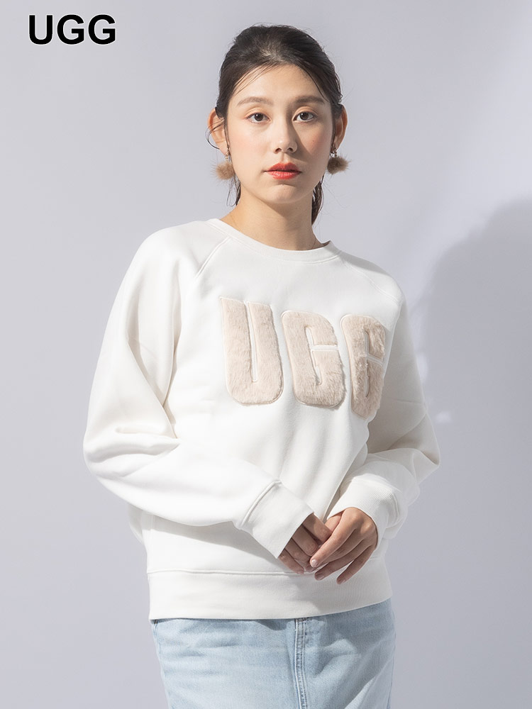 UGG (アグ) 裏起毛 ファーロゴ クルーネック トレーナー LOGO CREWNECK
