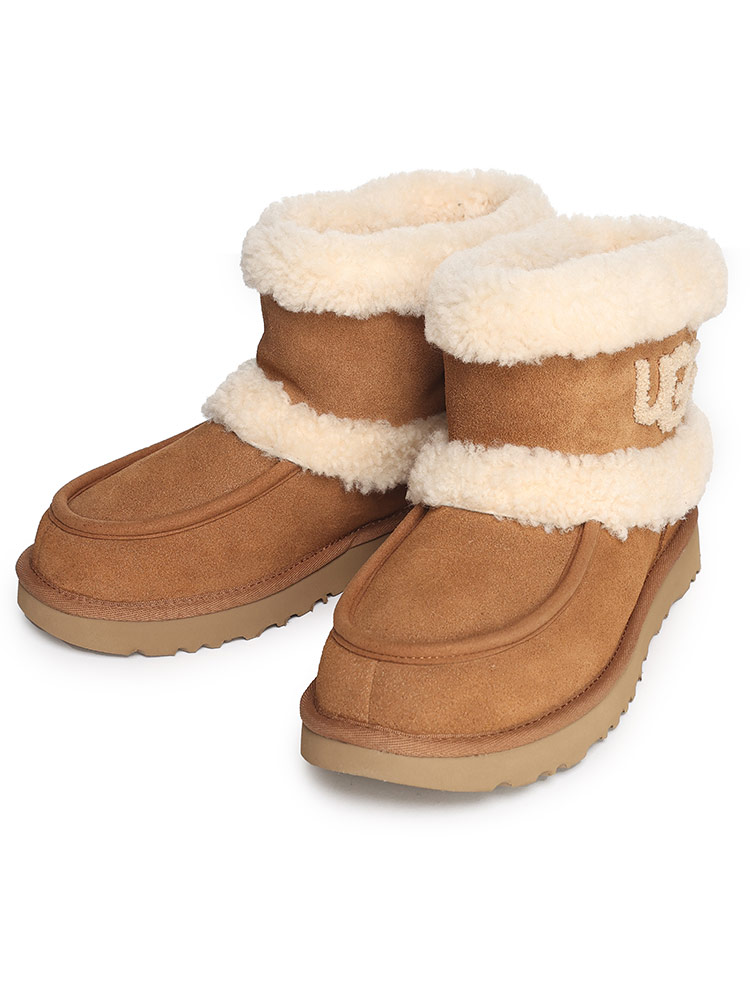 UGG (アグ) ボア ロゴ ムートンブーツ CLASSIC ULTRA MINI FLUFF