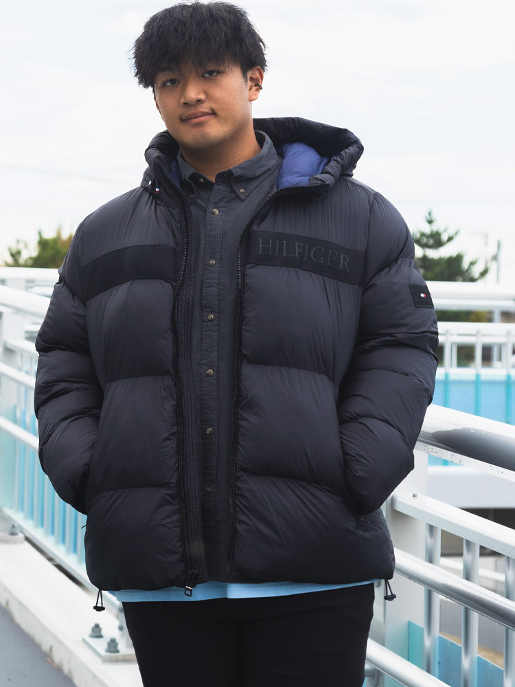 中綿 ジャケット ロゴライン フルジップ NEW GHOST PRINT アウター