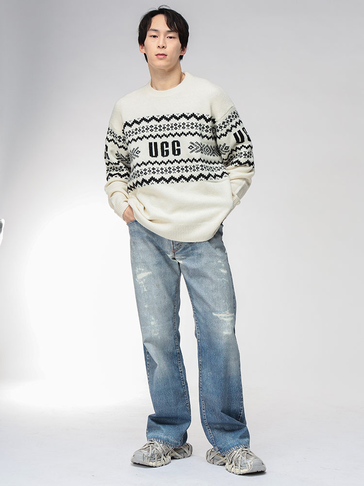 UGG (アグ) ライン ロゴ クルーネック ニット KAELAN ケイラン