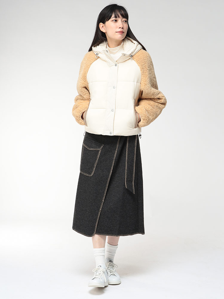 UGG (アグ) ボアコンビ フルジップ パッファー ジャケット MYKAH