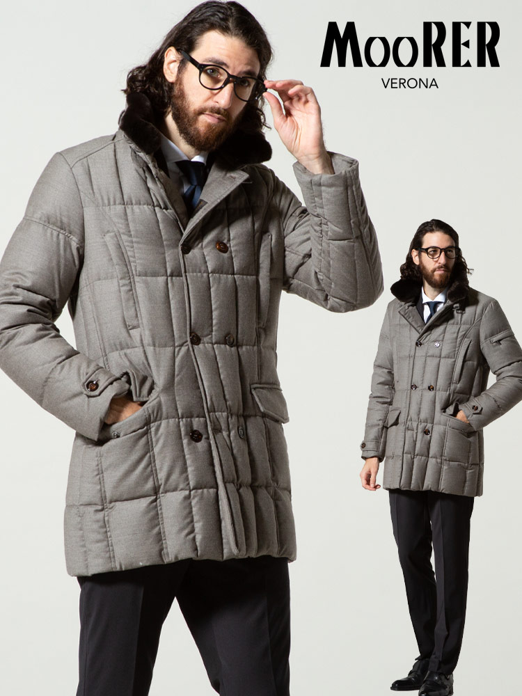 MOORER (ムーレー) 取り外し 襟裏ファー ダブル ダウン ジャケット