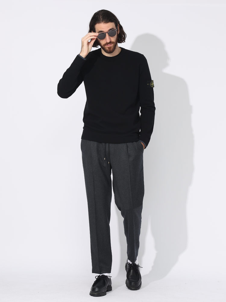 STONE ISLAND (ストーンアイランド) 袖ロゴ クルーネック 長袖 ニット