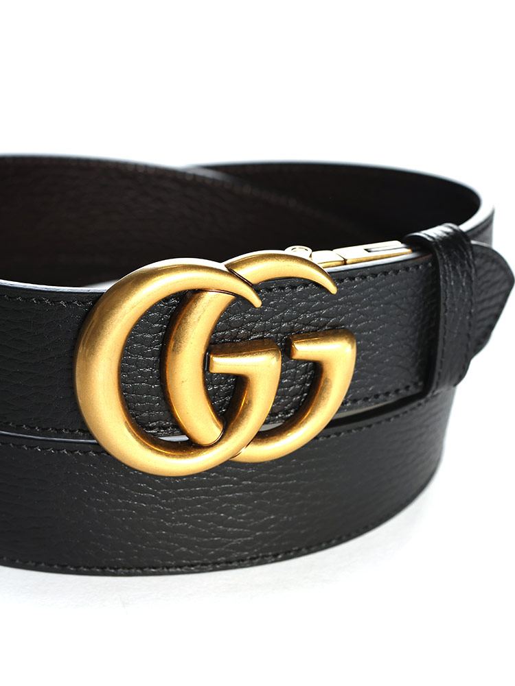 GUCCI (グッチ) ダブルG ゴールドバックル リバーシブル ベルト