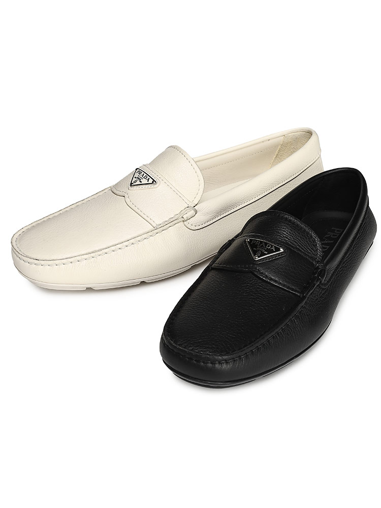 PRADA (プラダ) レザー トライアングルロゴ ドライビングシューズ