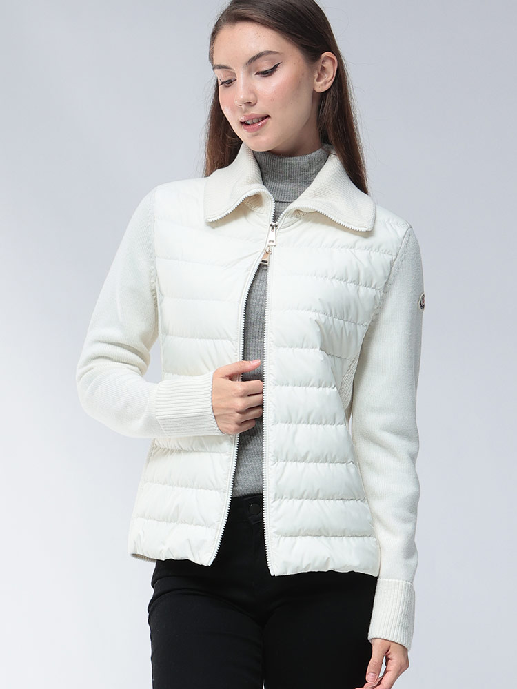 MONCLER (モンクレール) ニット切り替え フルジップ 襟付き ダウン