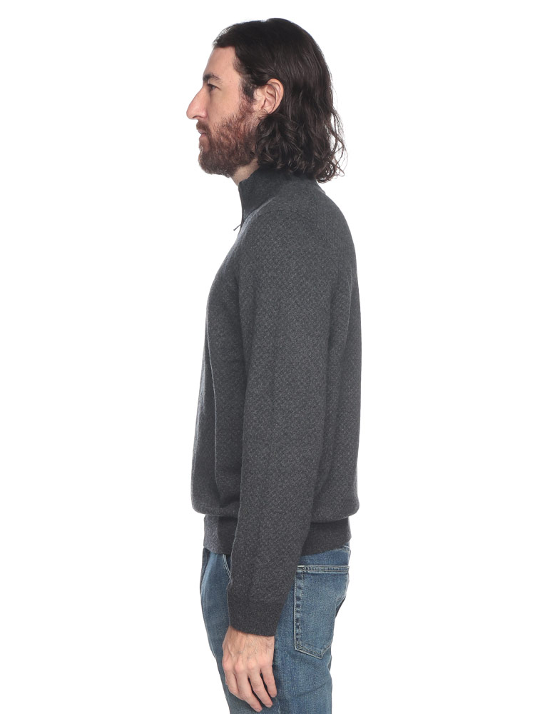 HUGO BOSS (ヒューゴボス) ウール混 モックネック ハーフジップ ニット