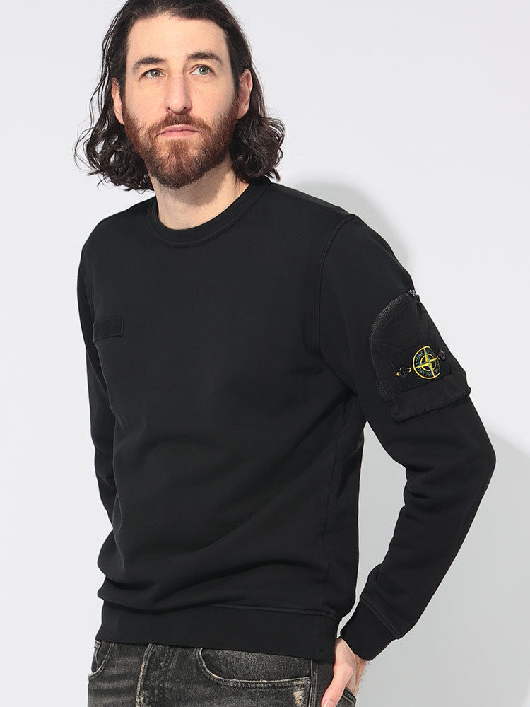 STONE ISLAND (ストーンアイランド) ジップポケット クルーネック