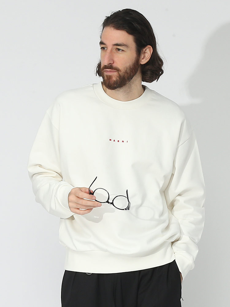 MARNI (マルニ) 裏毛 ミニロゴ クルーネック トレーナー MAFUMU0074P9