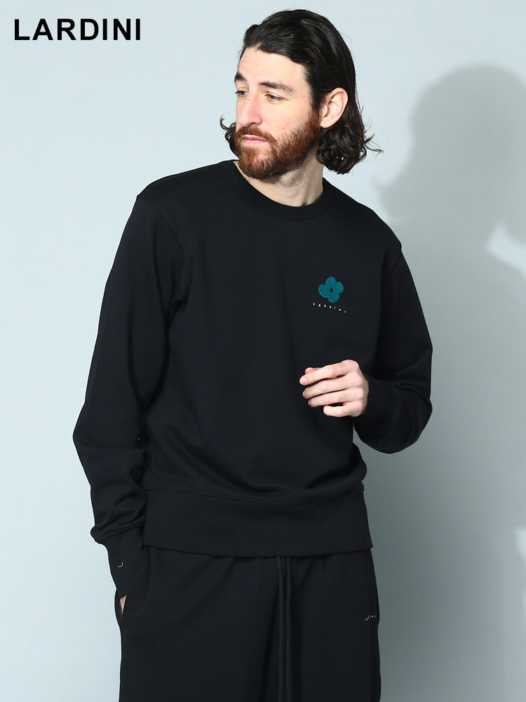 LARDINI (ラルディーニ) ワンポイント クルーネック スウェットシャツ