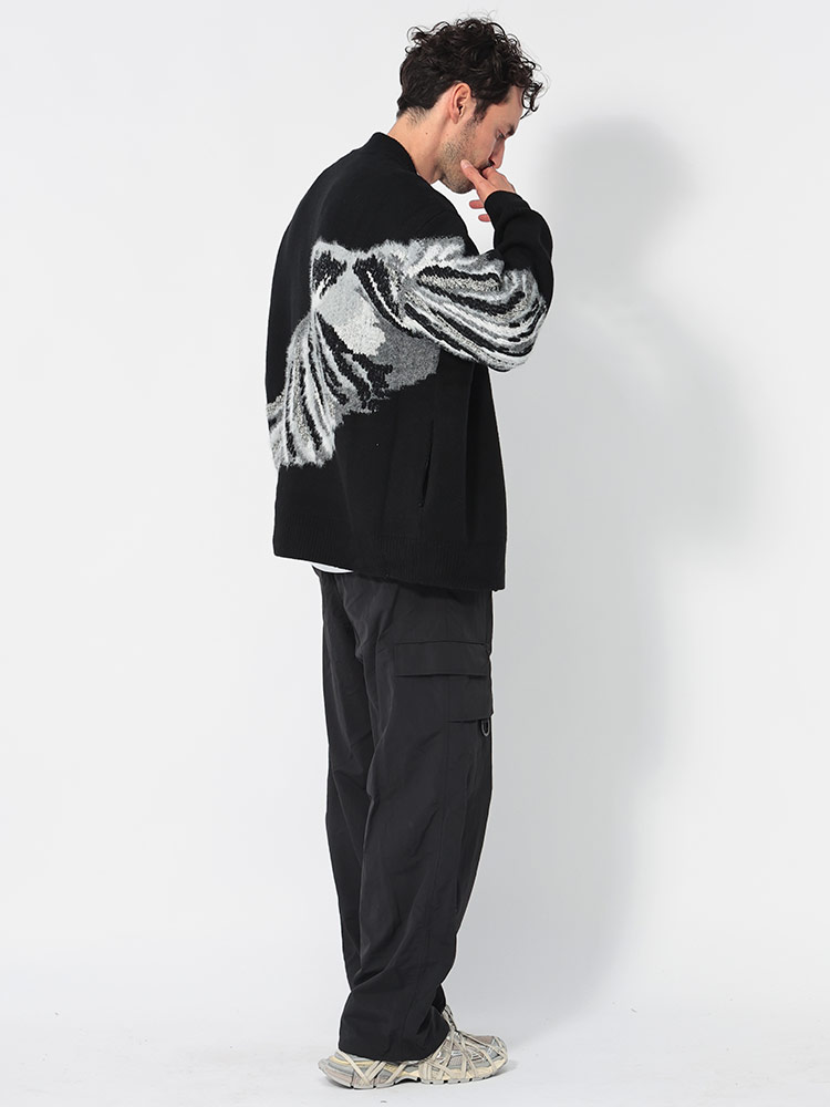 Y-3 (ワイスリー) グラフィックプリント ジッパーポケット付き ニット