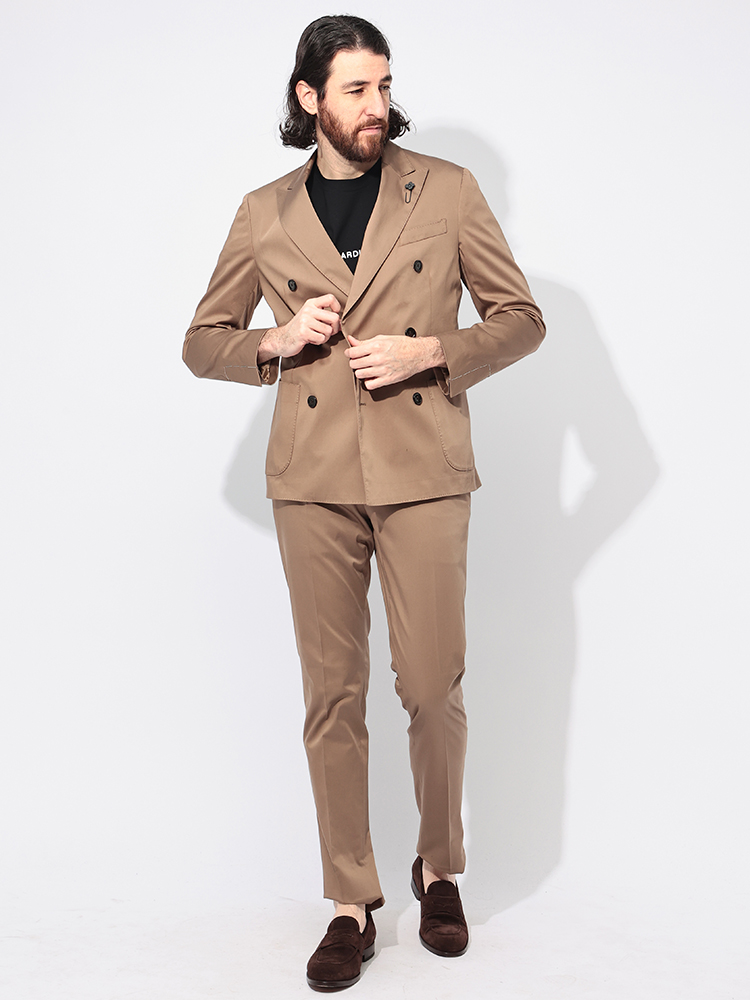 LARDINI (ラルディーニ) コットンサテン ストレッチ ダブル ジャケット