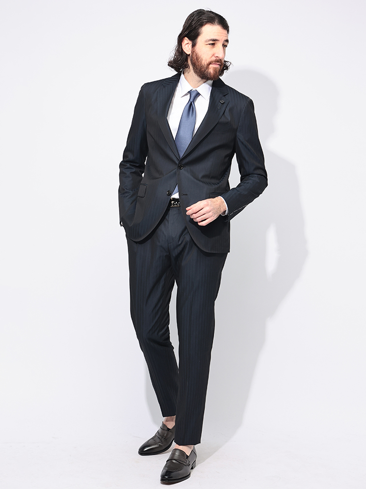 LARDINI (ラルディーニ) ストライプ シングル ワンタック スーツ