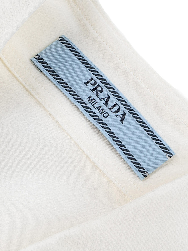 PRADA (プラダ) シルク 立体ロゴ 長袖 シアーシャツ PRLP473F14KG