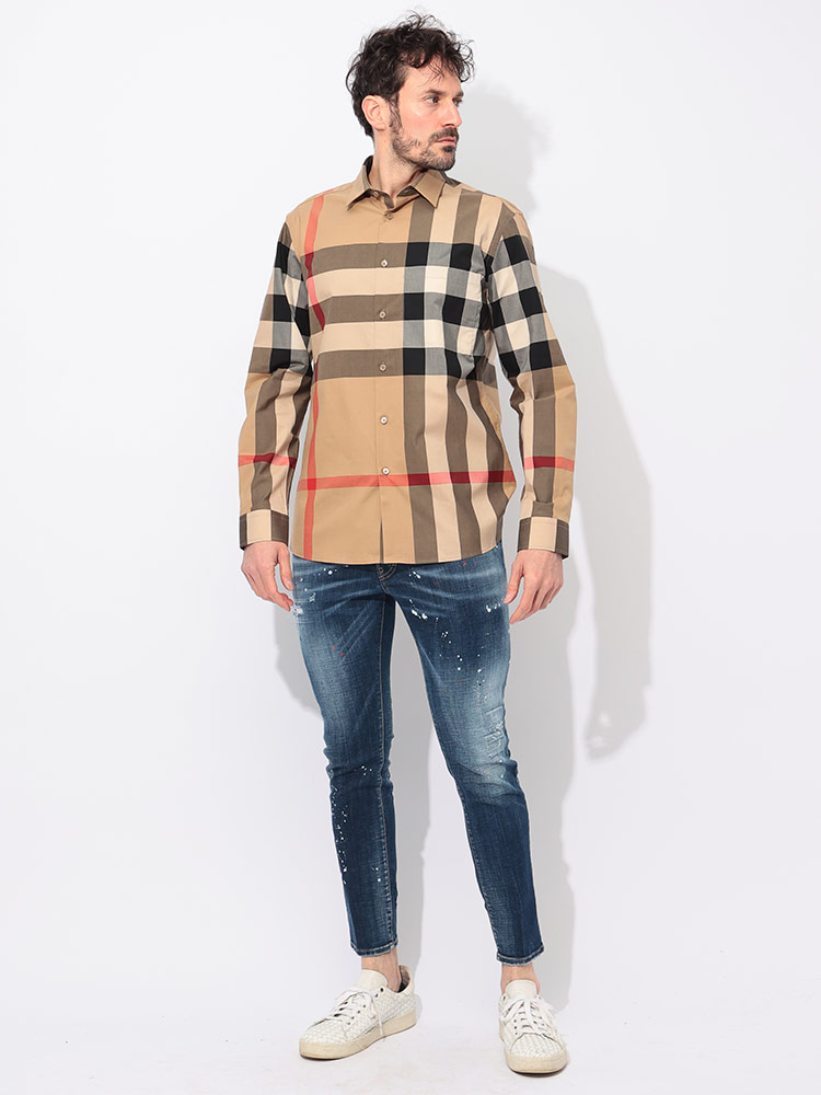 BURBERRY (バーバリー) 綿100％ チェック柄 長袖 シャツ BB8071445