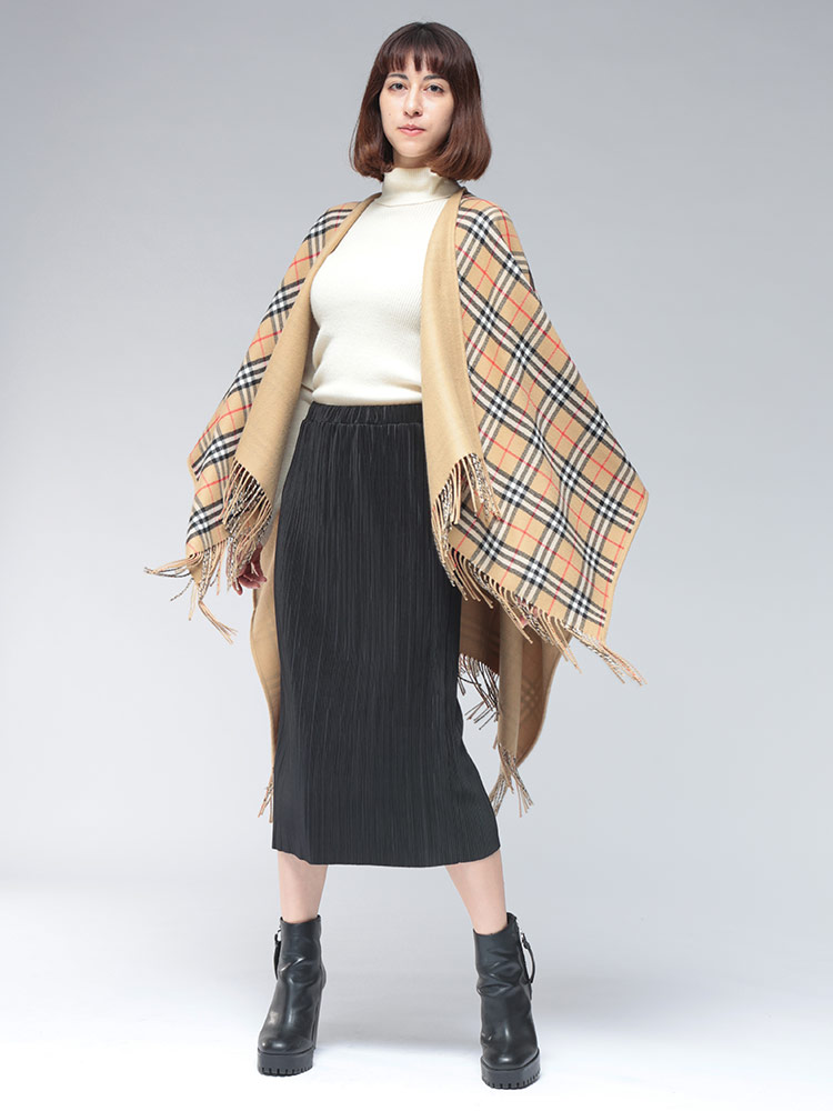 BURBERRY (バーバリー) ウール100％ リバーシブル チェック＆無地