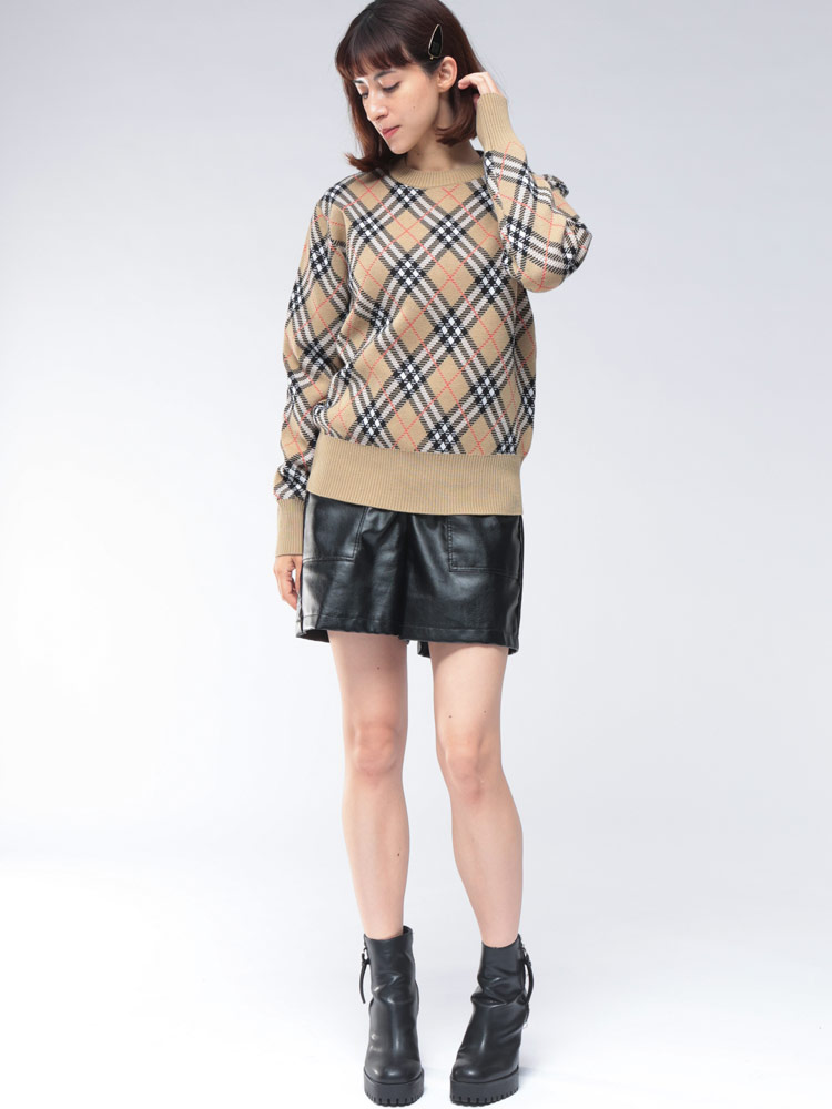 BURBERRY (バーバリー) エンブロイダード チェック クルーネック