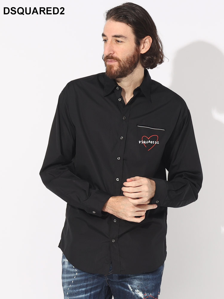 DSQUARED2 (ディースクエアード) ワンポイントハート 長袖 シャツ