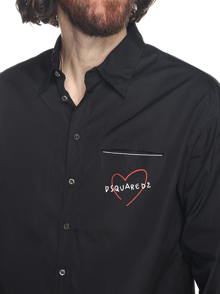 DSQUARED2 (ディースクエアード) ワンポイントハート 長袖 シャツ