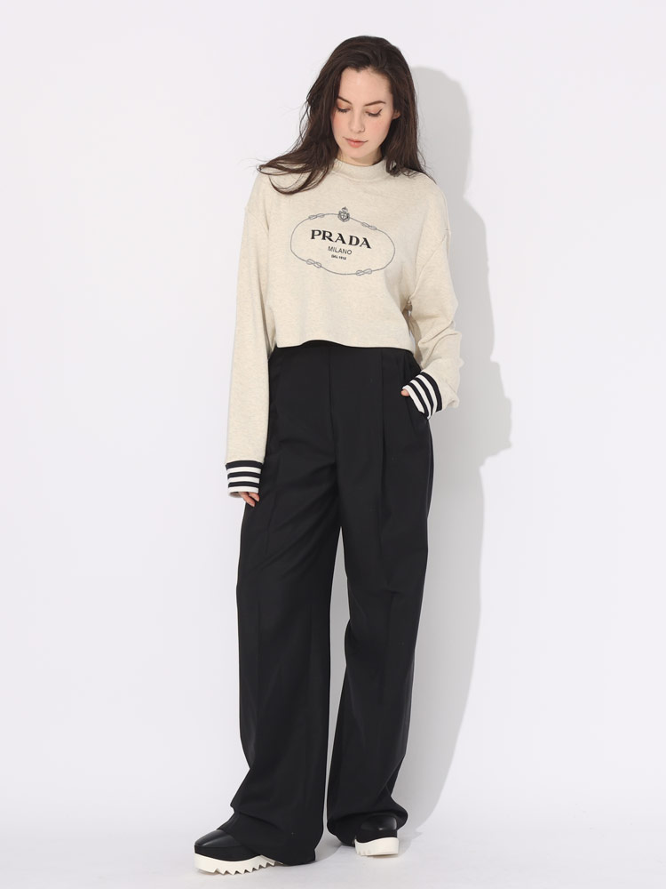 PRADA (プラダ) ロゴエンブロイダリー クロップド トレーナー