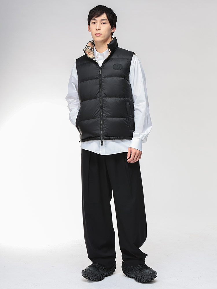 BURBERRY (バーバリー) ロゴ リバーシブル チェック 無地 ダウンベスト