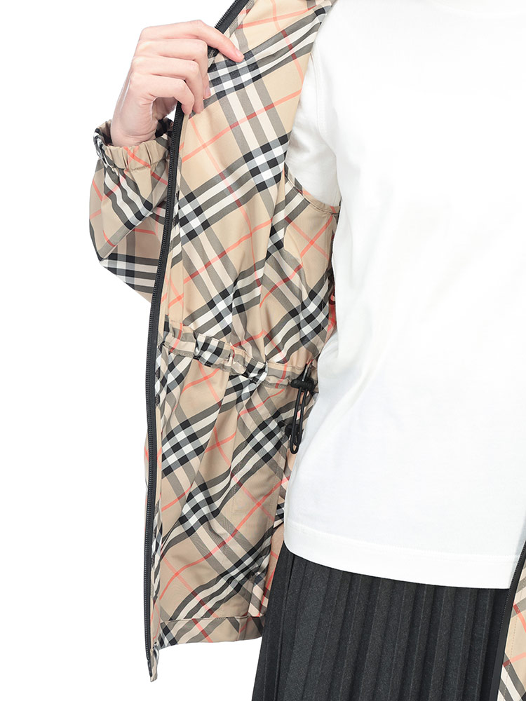BURBERRY (バーバリー) ロゴ フード クラシカル チェック柄 フルジップ