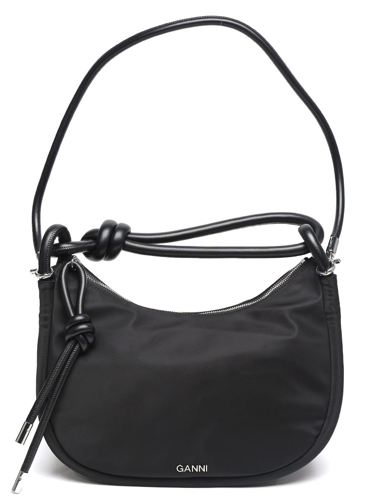 GANNI (ガニー) ナイロン レザータイハンドル シルバーロゴ 2WAY