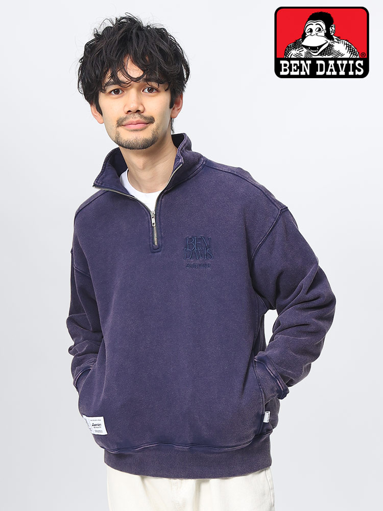 BEN DAVIS (ベンデイビス) コットン100％ 裏毛 ブリーチ加工 刺繍ロゴ