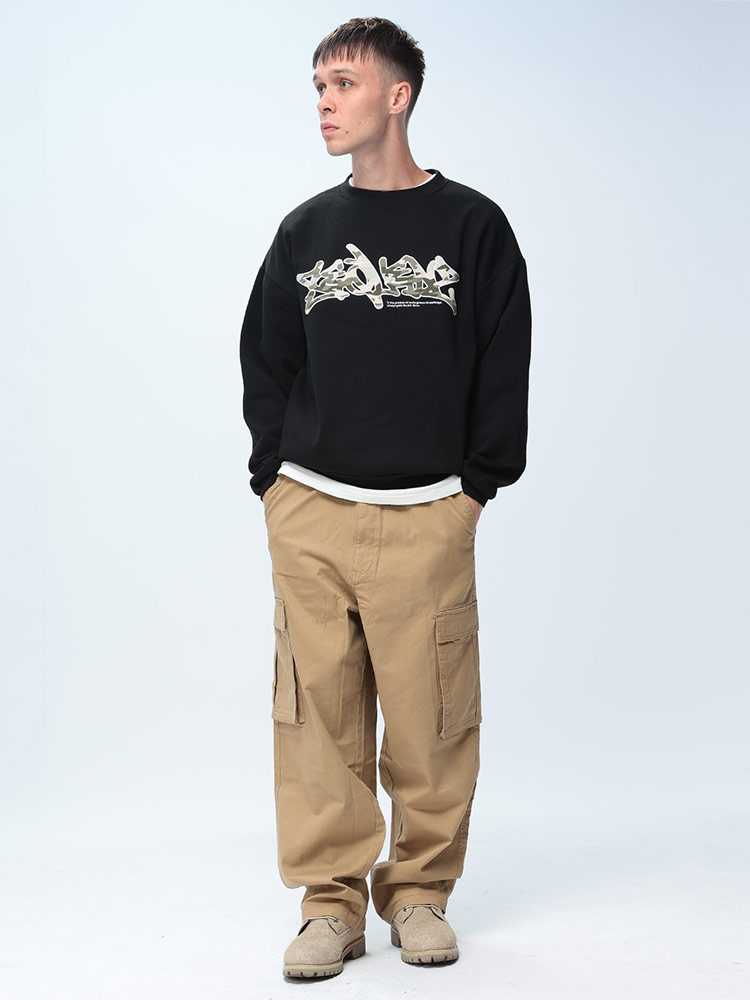 SEQUENZ (シークエンズ) 裏起毛 迷彩ロゴ スウェット トレーナー