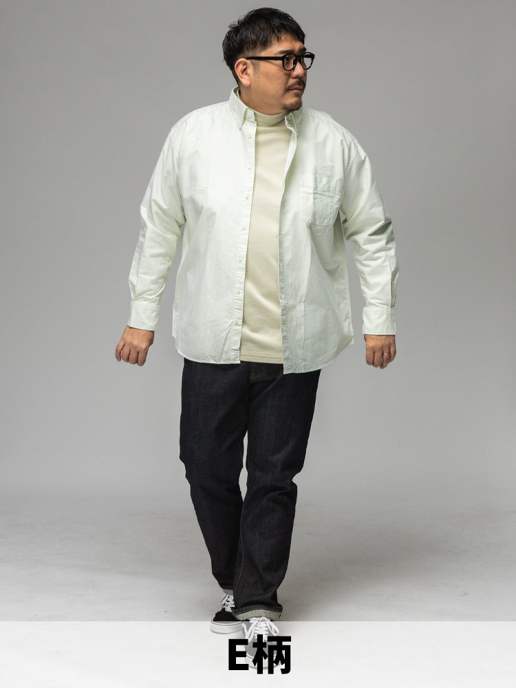 長袖 オックスシャツ ナチュラルストレッチ 無地 ボタンダウン みつぼ