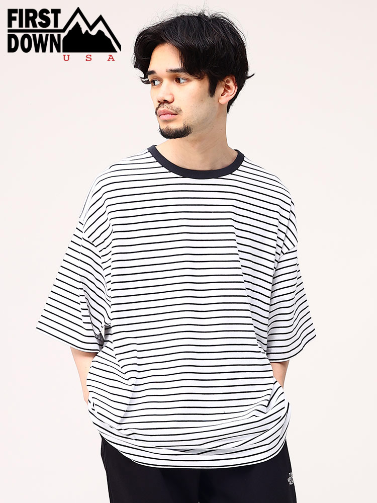 ファーストダウンユーエスエー Tシャツ ボーダー柄 FIRST DOWN USA