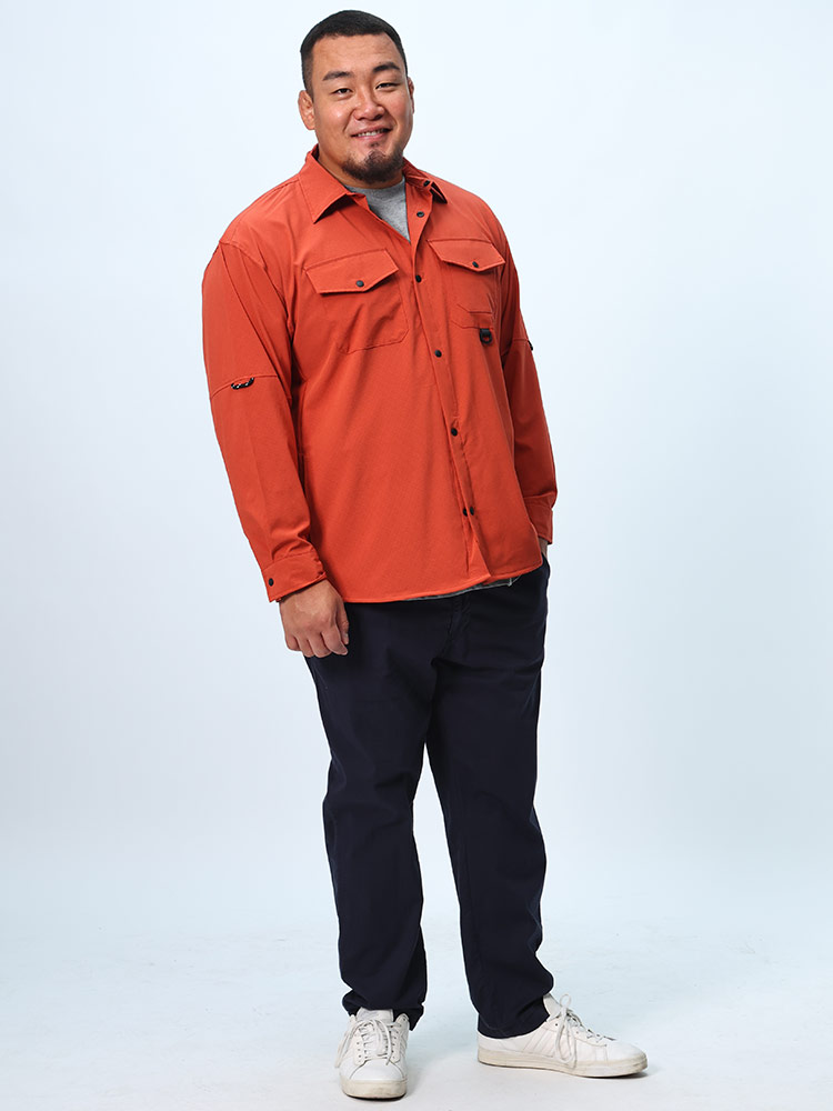 長袖ワークシャツ 快ラクAir LOFT Air Dカン付き ポケット トップス