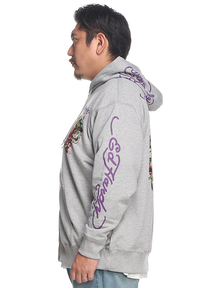 刺繍＆プリント フルジップ パーカー (ed hardy) エドハーディー