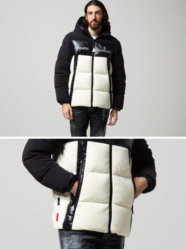 MONCLER (モンクレール) フリース 切り替え フード フルジップ ダウン