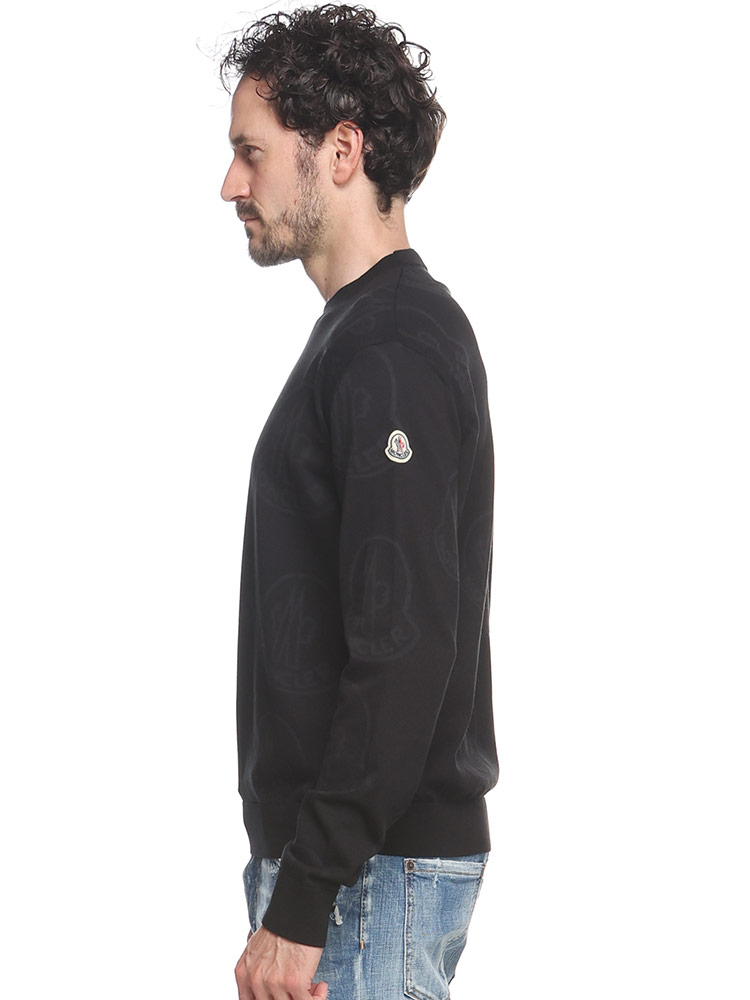 MONCLER (モンクレール) ワッペンロゴ 総柄 クルーネック ニット