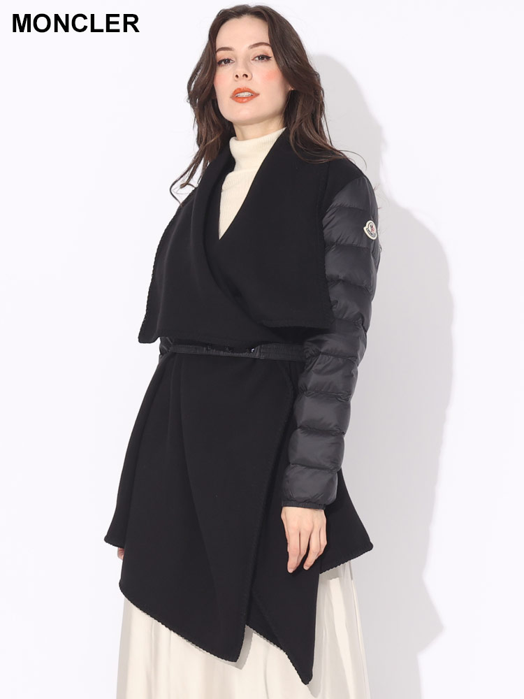 MONCLER (モンクレール) 袖ダウン ベルト付き ウール ケープ