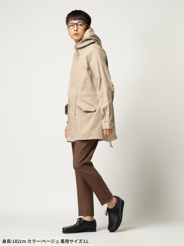 モッズコート メンズ ストレッチツイル フード フルジップ モッズ