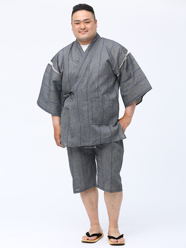 B＆T CLUB (ビーアンドティークラブ) しじら 縞柄 甚平 上下セット