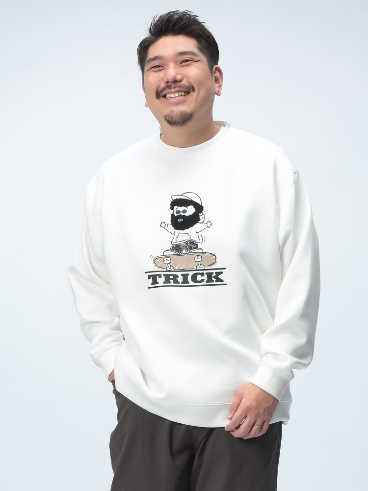 長袖 トレーナー サガラ胸刺繍 クルーネック トップス プルオーバー