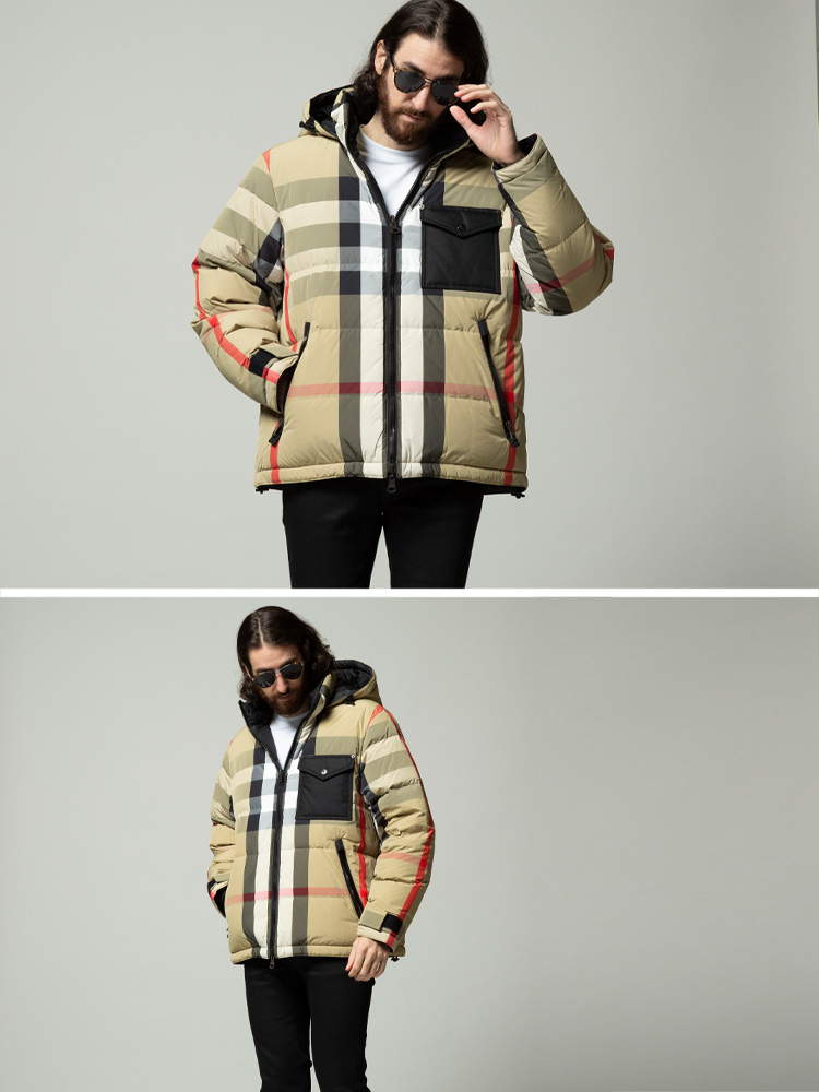 BURBERRY (バーバリー) リバーシブル チェック＆無地 ダウンジャケット