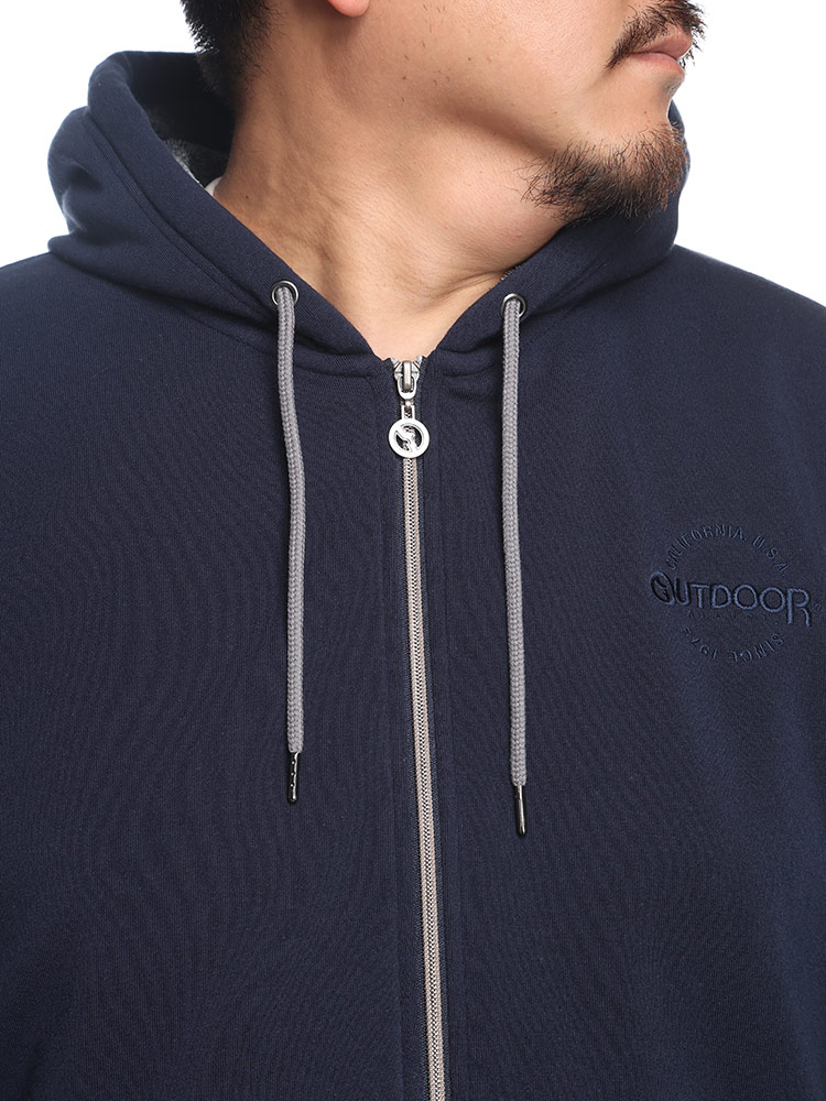 ジップパーカー 杢裏起毛 袖プリント ポケット付き トップス 長袖 起毛