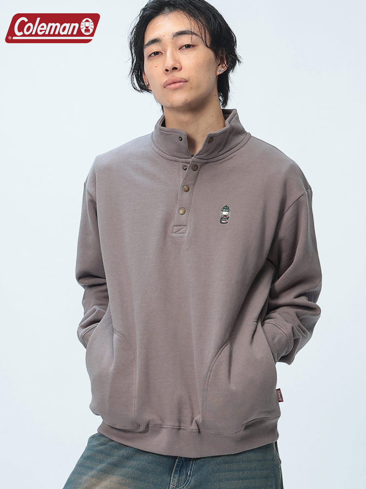 Coleman (コールマン) 裏起毛 ポケット付き ハーフボタン トレーナー