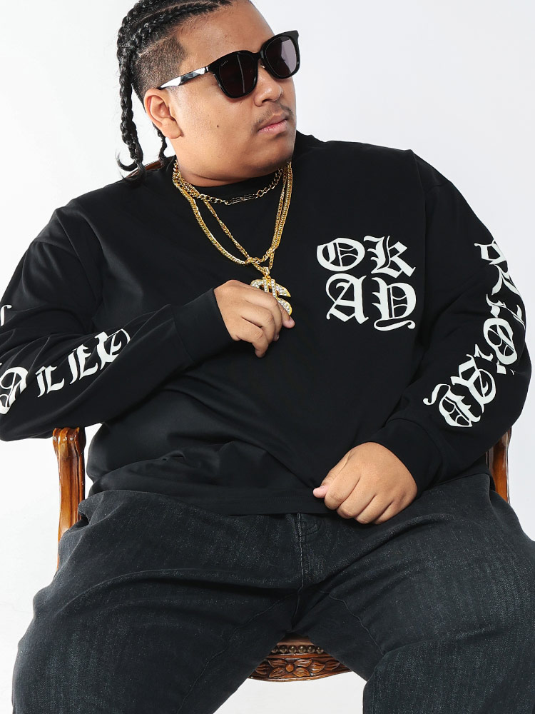 長袖 Tシャツ オールドイングリッシュロゴ プリント トップス ロンT