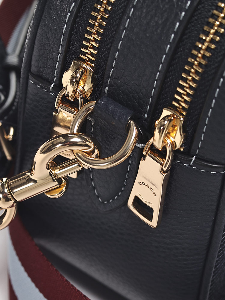 COACH (コーチ) デニム×レザー ロゴプリント ショルダーバッグ