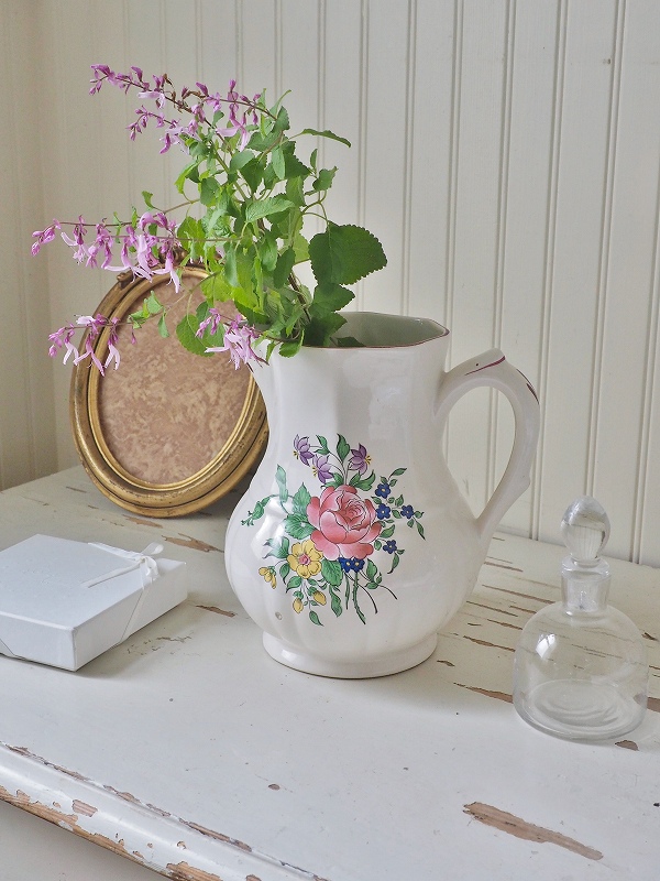 フランス1900年前後の古いKGLUNEVILLE陶器製ピッチャーはかわいい