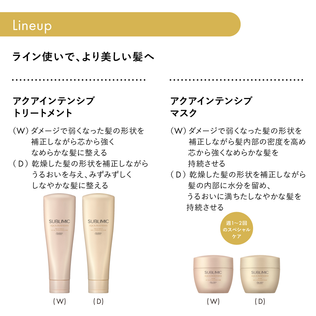 サブリミック アクアインテンシブ ヘアマスクD：乾燥した髪用｜EC