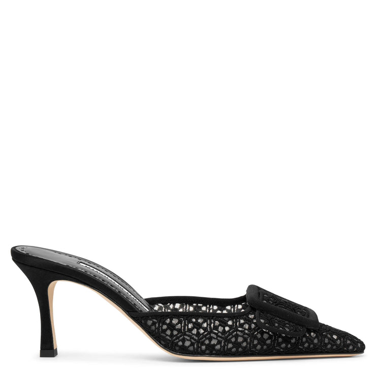 Manolo Blahnik | Maysalebi 70 black lace mule pumps | Savannahs