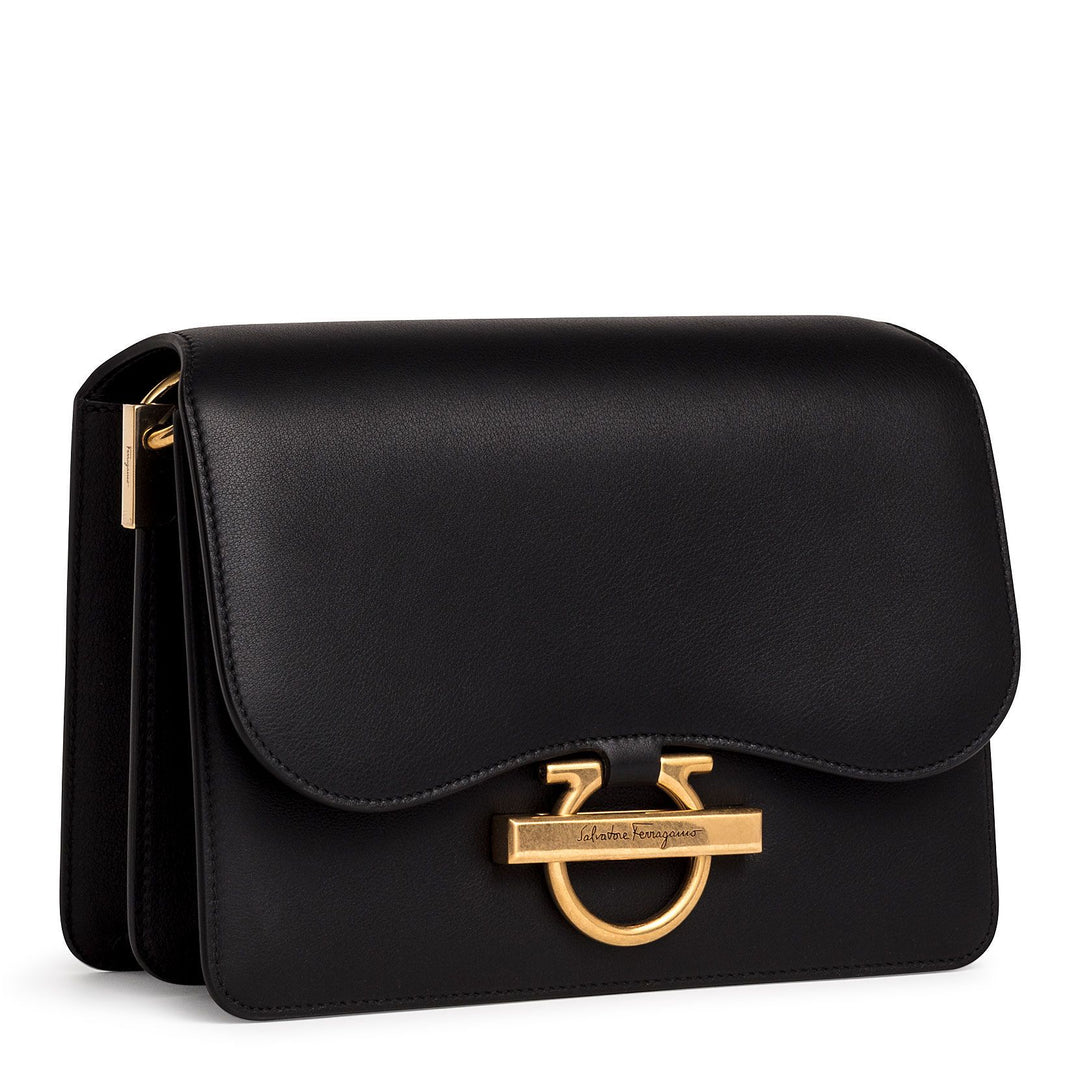 Ferragamo | Joanne black leather shoulder flap bag | Savannahs